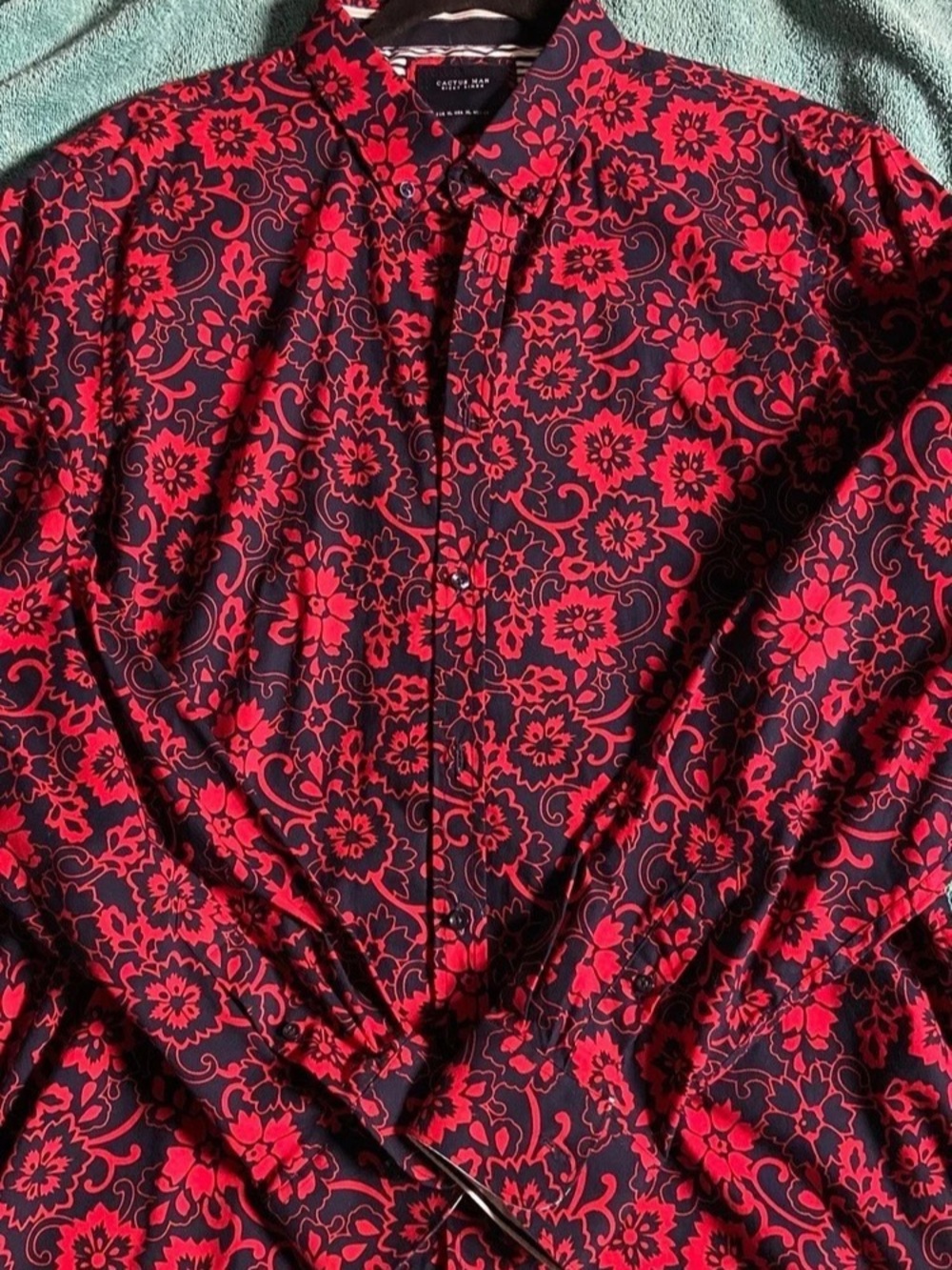 Cactus Man Men's Floral Button Down Black & Red Size XL Like New